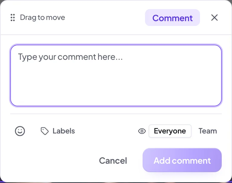 The comment composer that opens when you click the email in comment mode