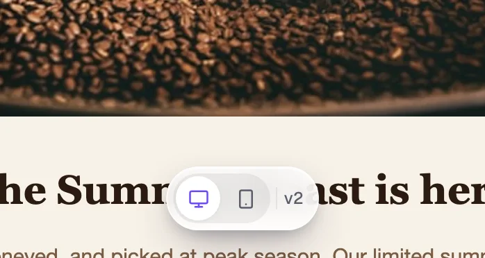 The desktop and mobile device toggle floating over the email in the viewer
