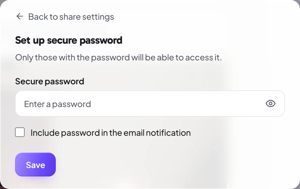 Setting a password on an approval link from within the Send for approval dialog