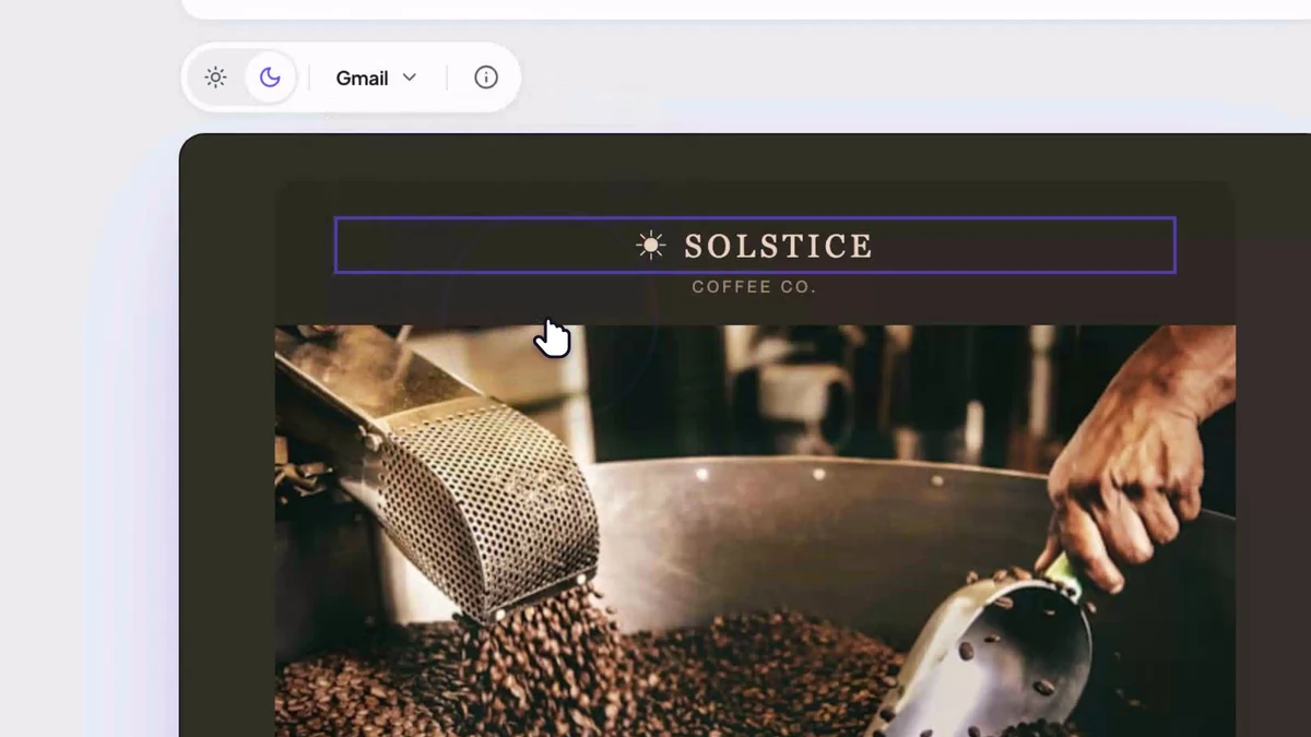 Toggling the email dark-mode simulator between light and dark